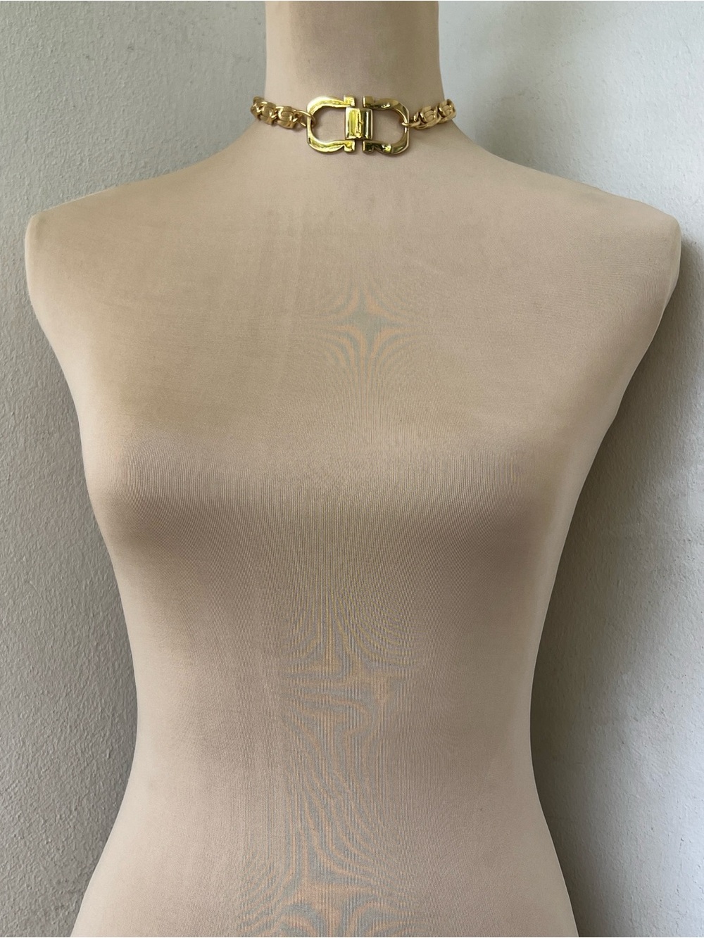 Custom Salvatore Ferragamo Vintage Gold Statement Choker Necklace | 14.5” - Picture 11 of 14